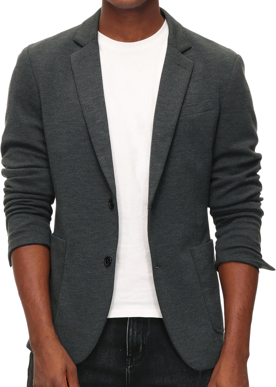 Men’s Casual Knit Blazer Suit Jackets Two Button Lightweight Unlined Sport Coat