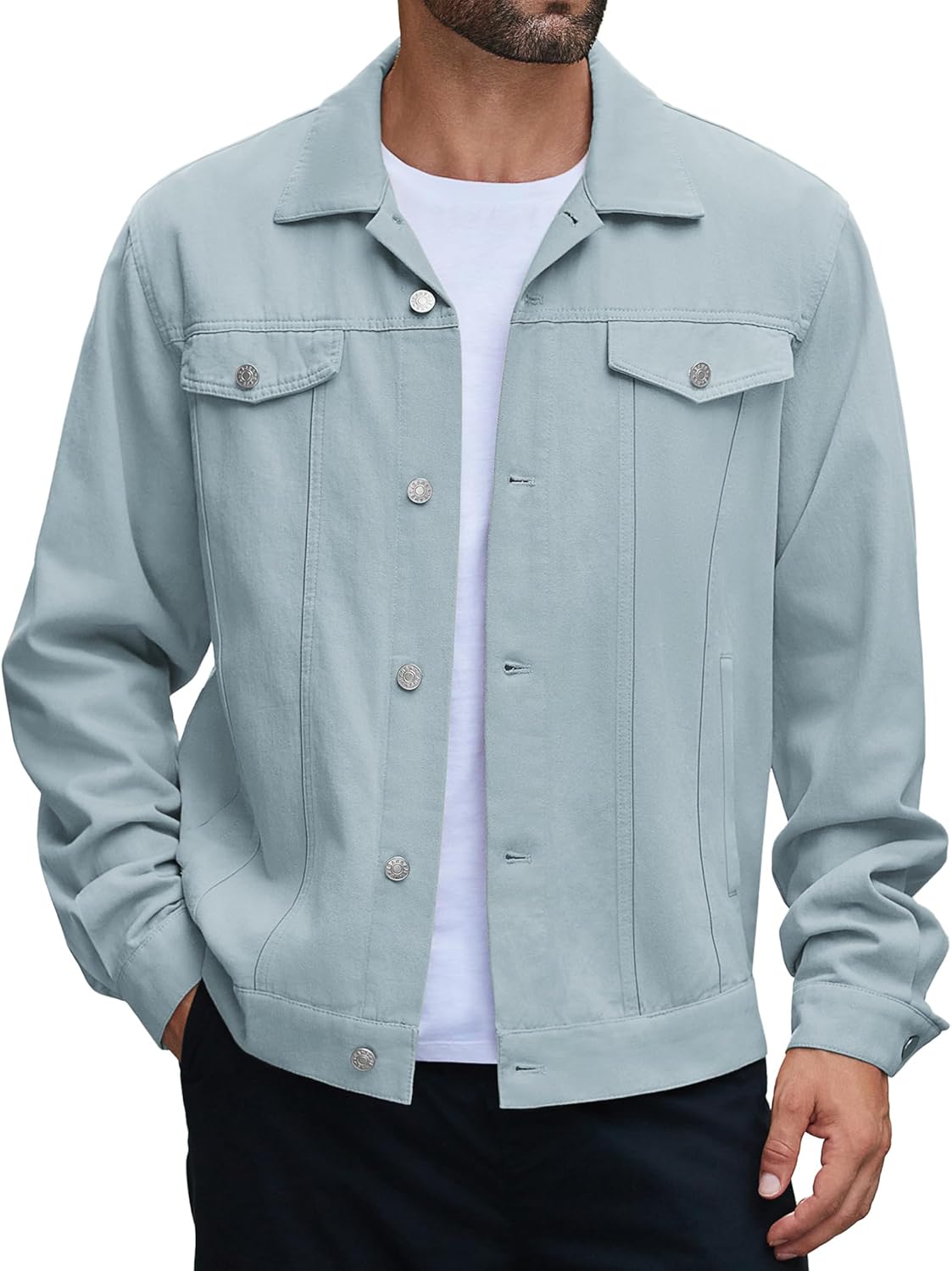 Men’s Cotton Denim Jacket Lightweight Trucker Jackets Casual Washed Jean Jacket